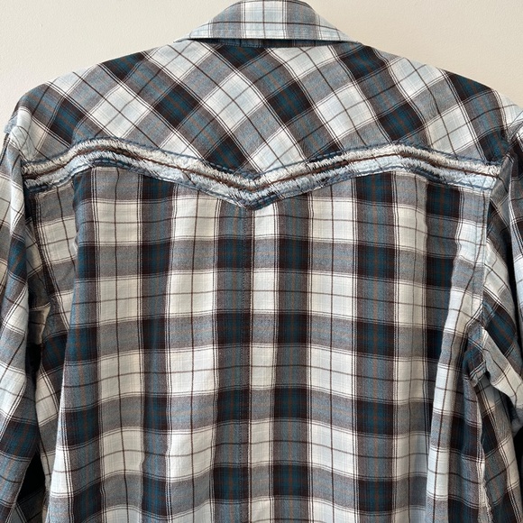 Ariat retrofit 100% cotton  western plaid snap button down long sleeve men's M - Picture 6 of 7